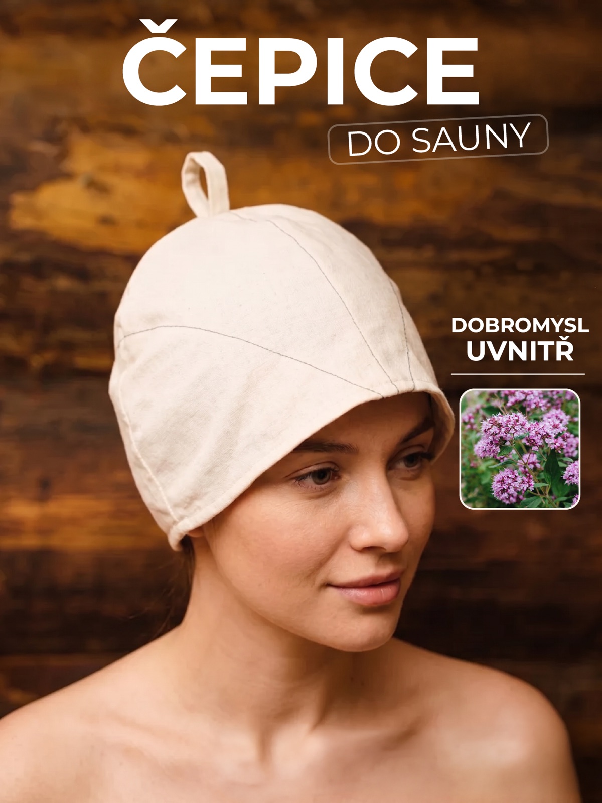 Bylinná saunová čepice s dobromyslí
