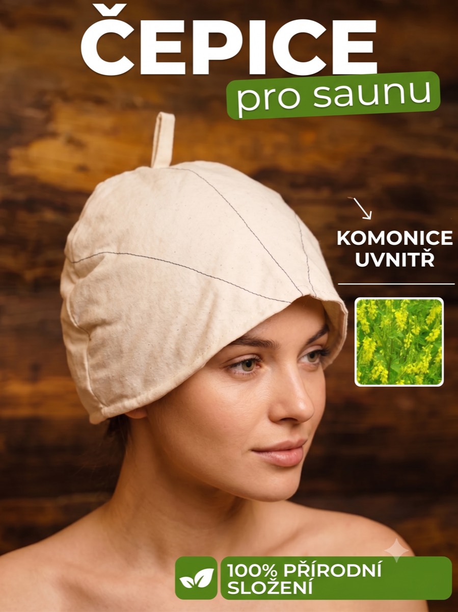Bylinná saunová čepice s komonicí