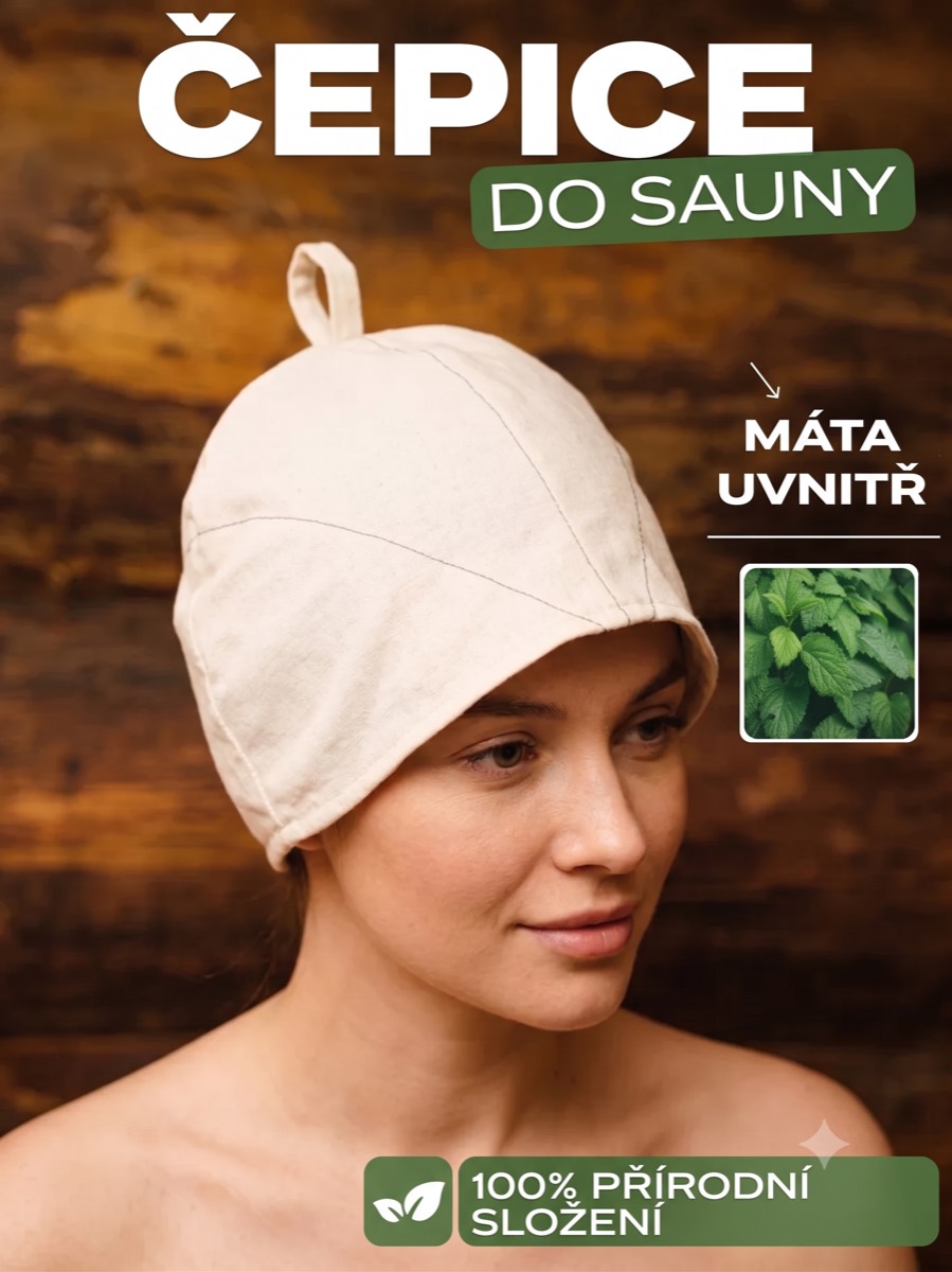 Bylinná saunová čepice s mátou