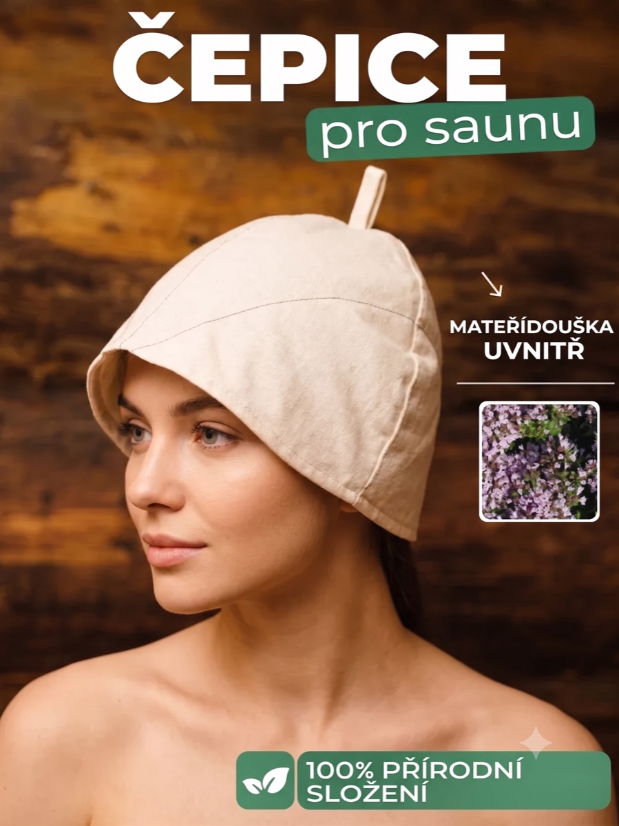 Bylinná saunová čepice s mateřídouškou