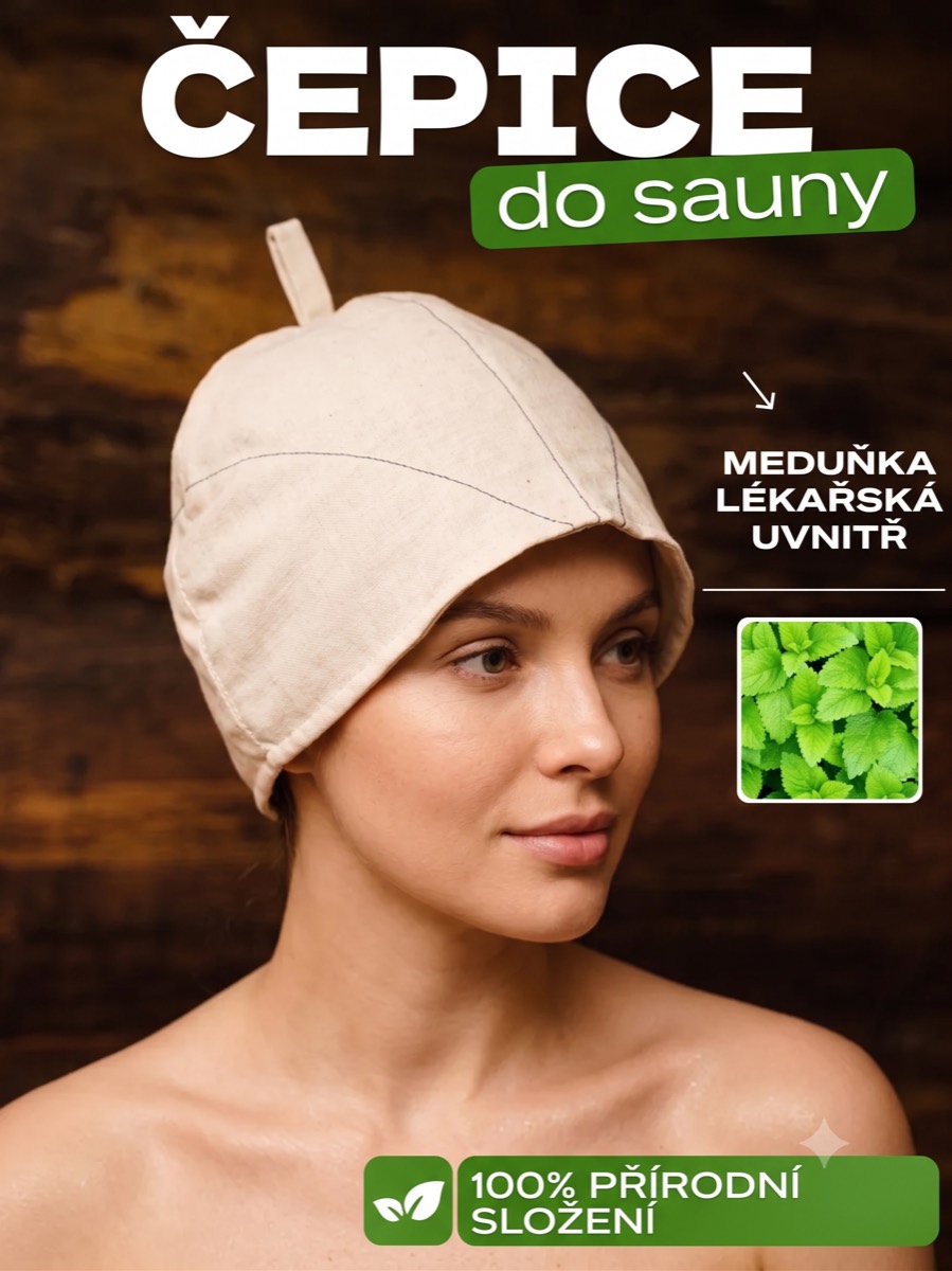 Bylinná saunová čepice s meduňkou